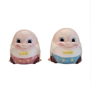 Replo Humpty Dumpty Vintage Pink And Blue Ceramic Planter Vases Baby Shower Gift